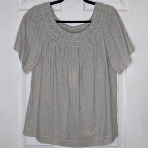 A New Day Target Green Stripe Peasant Off Shoulder Cotton Blouse Top S